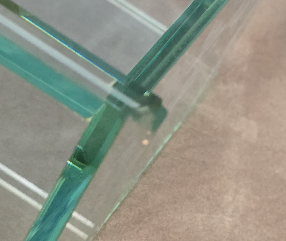 8½" Rectangular Clear Glass Display Case with Open Bottom Chipped Corner