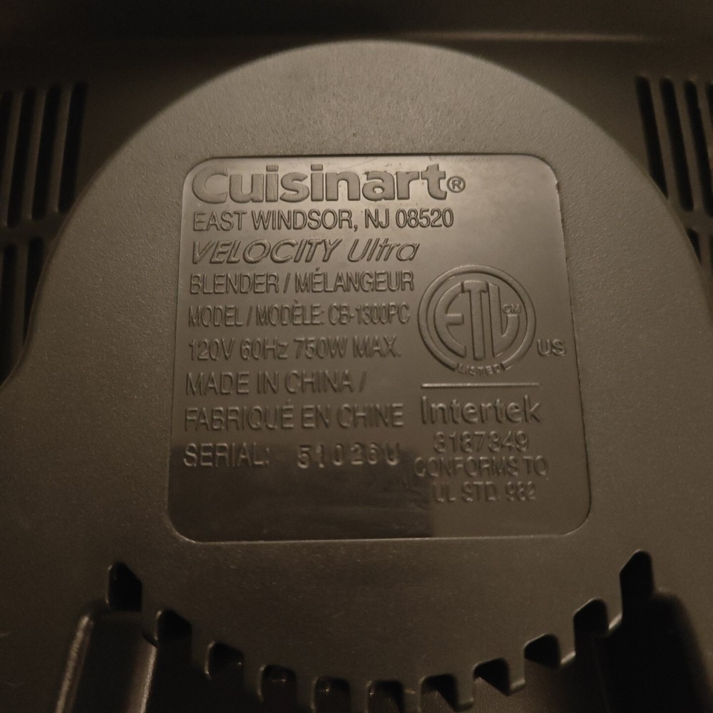 Cuisinart CB-1300PC Velocity Ultra Blender Food Processor Base Replacement