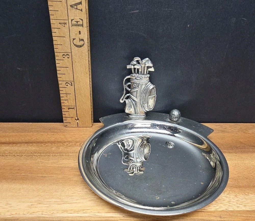 Silver Trinket Dish - Golf Bag And Ball - Felt Bottom