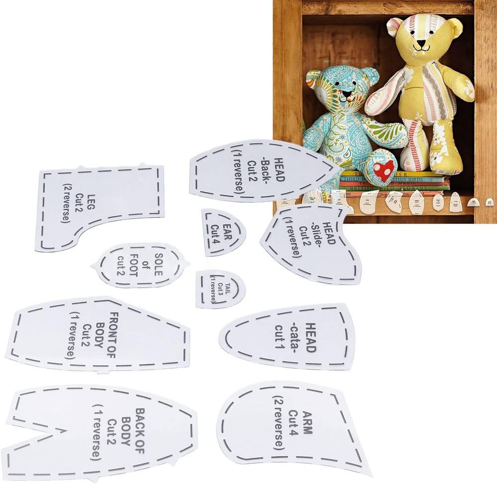 Fockety 10 Pcs Memory Bear Sewing Patterns Template, Memory Bear Acrylic Templat