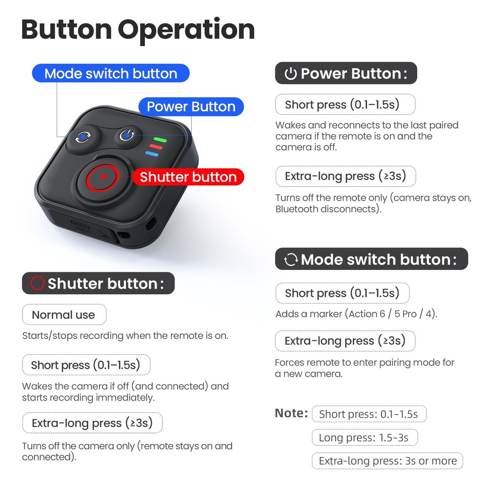 New Remote Controller for DJI Osmo 360 /for Action 6/5 Pro/4 Action Camera