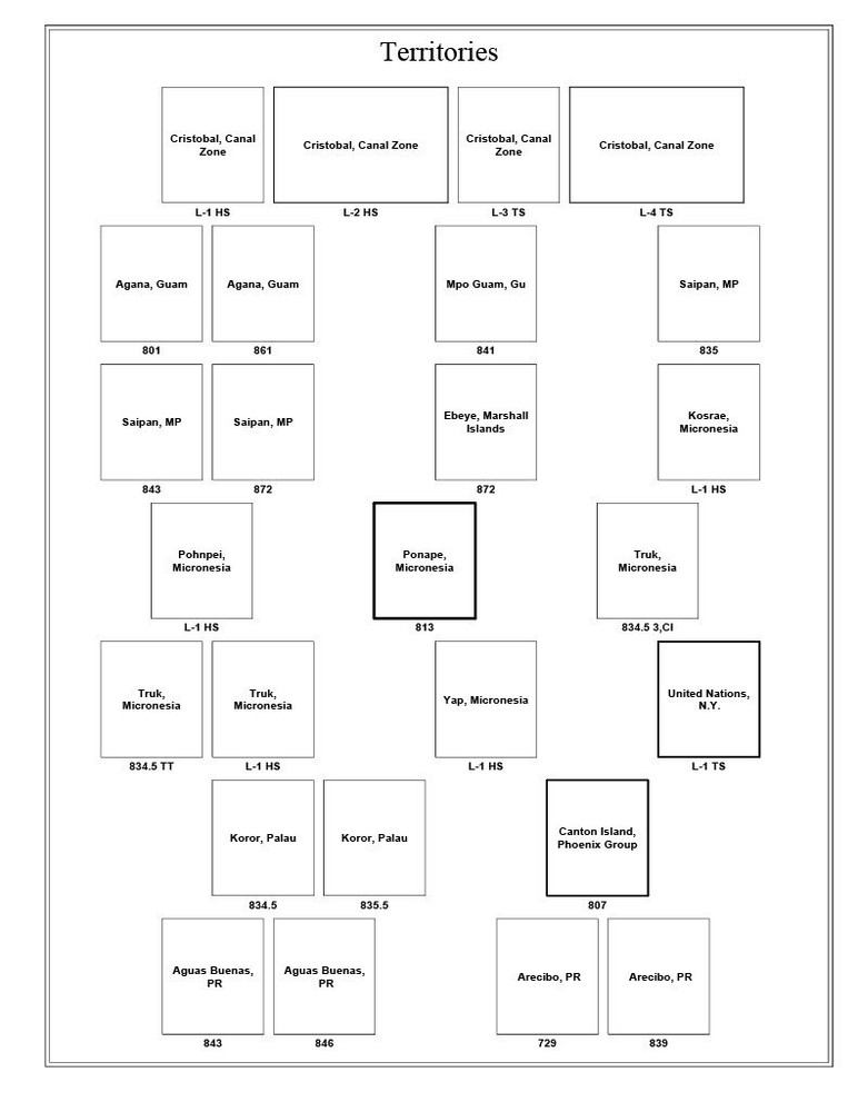 Territories by Territory Precancel Town & Type 3 Pages in Sheet Protectors