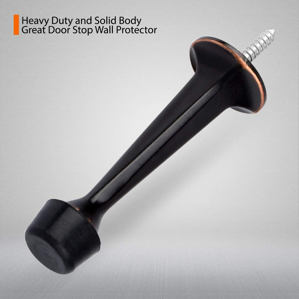 2 Pack Solid Rigid Door Stops - Heavy Duty Door Stoppers Wall Protector with Sof