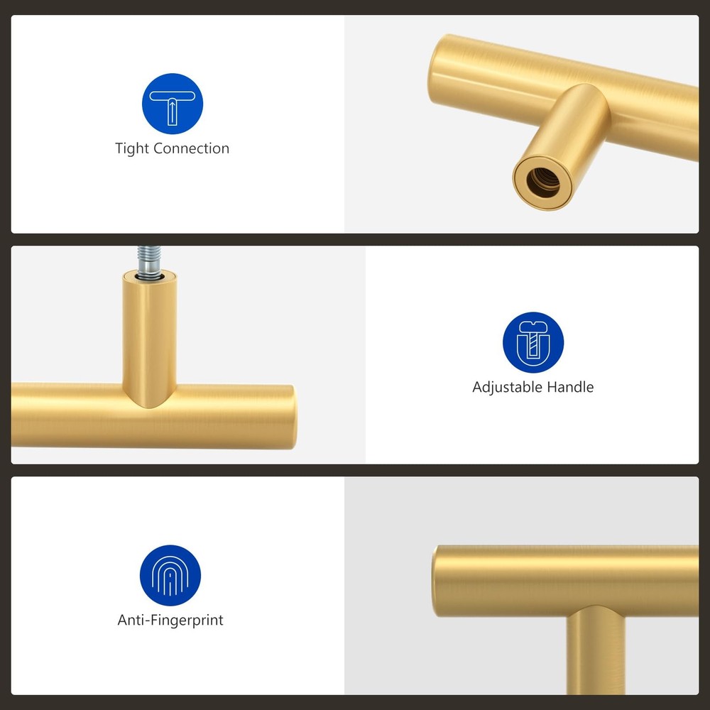 6 Pack Gold Cabinet Knobs and Pulls Brushed Gold Dresser Drawer Knobs Brushed...