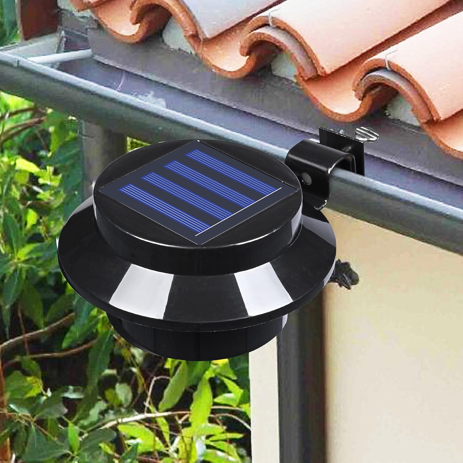 8 Pack Waterproof Solar Powered LED Outdoor Gutter Lights with Brackets Garden