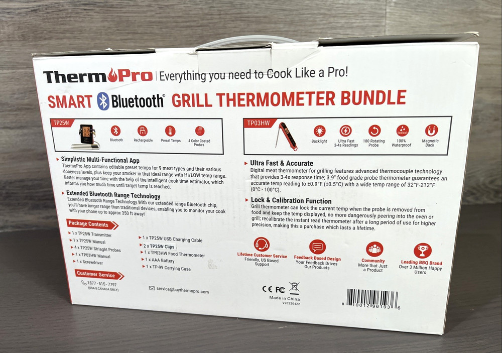 ThermPro Smart Bluetooth Grill Thermometer Bundle NIOB