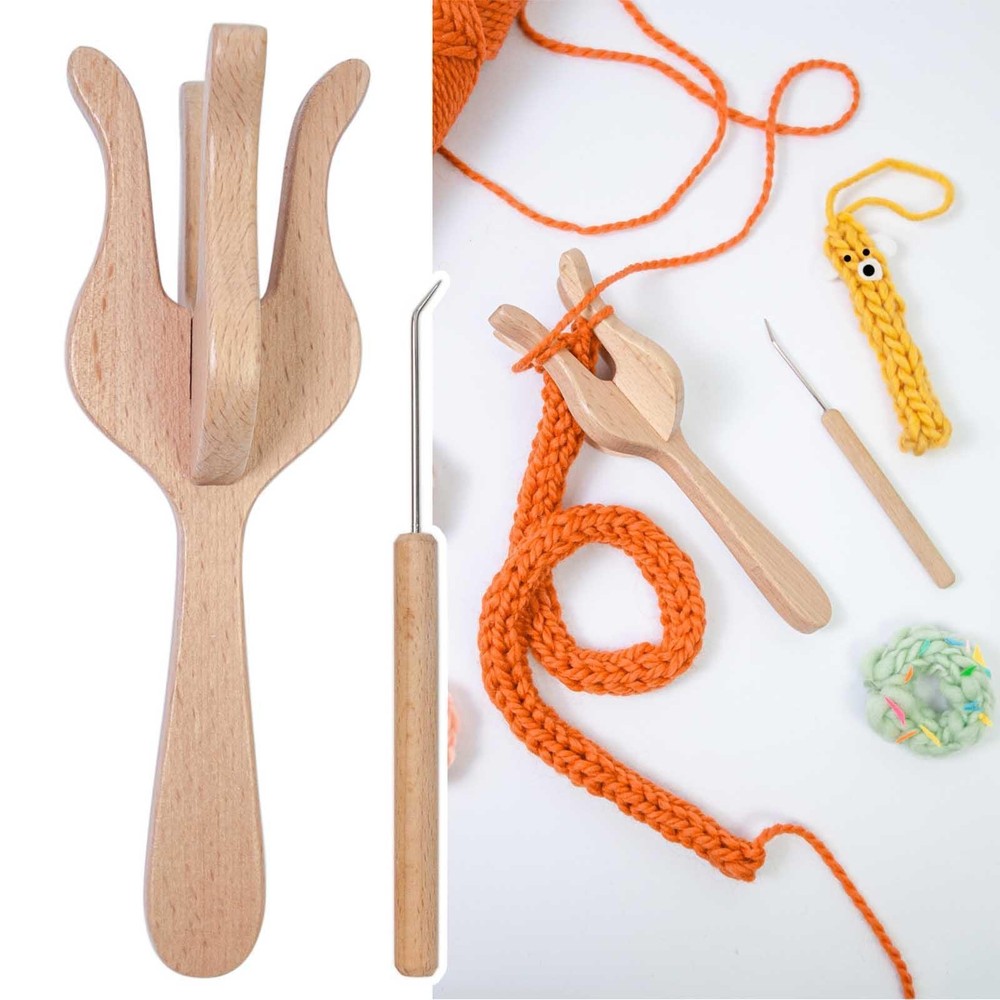 Knitting Fork and Needle Double Head Lucet Fork Portable Multipurpose for