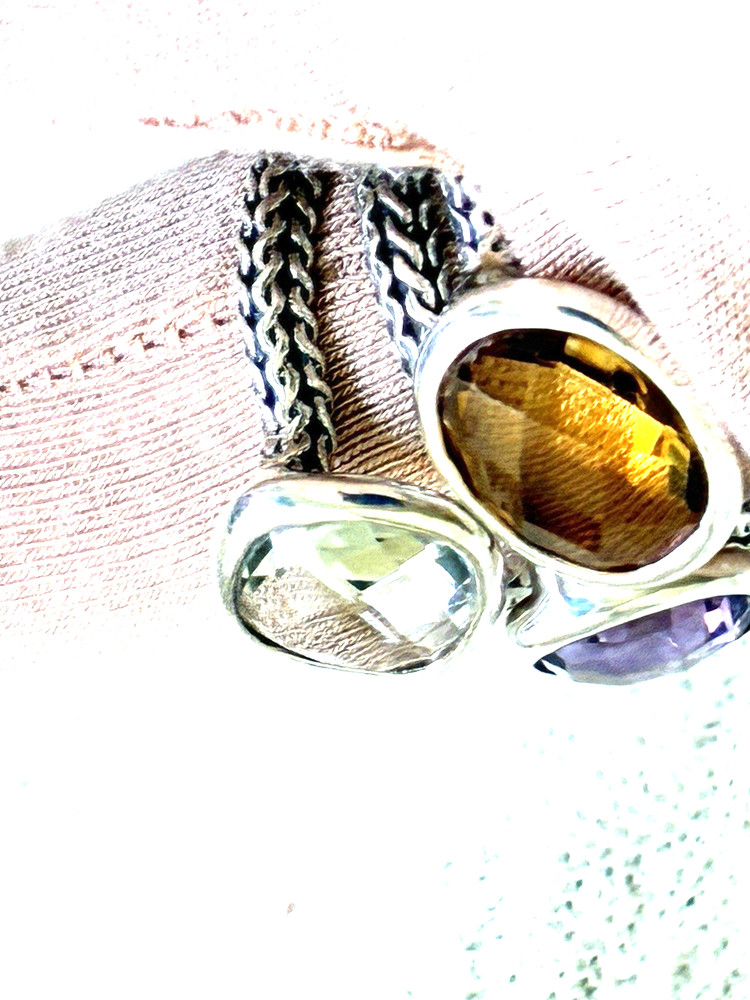 ROBERT MANSE STERLING SILVER MULTI-GEMSTONE STACK RING SET, SIZE 5, 6 (M5047-62)