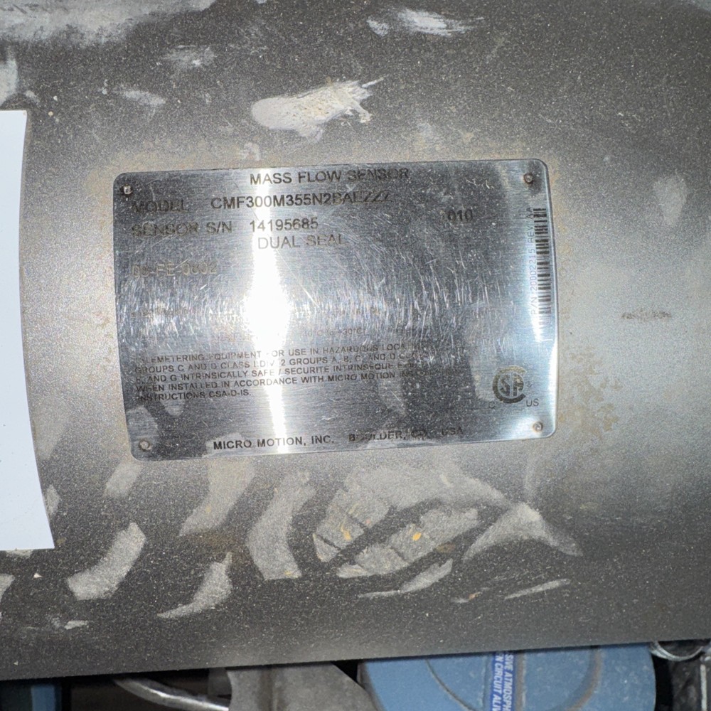 MICRO MOTION CMF300M355N2BAEZZZ MASS FLOW SENSOR 3" W/800 Core Processor