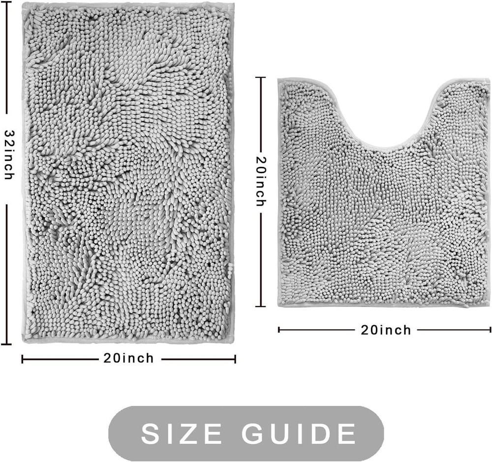 Bathroom Rugs Sets 2 Piece,Super Absorbent Soft,Thick,Machine Washable Chenil...