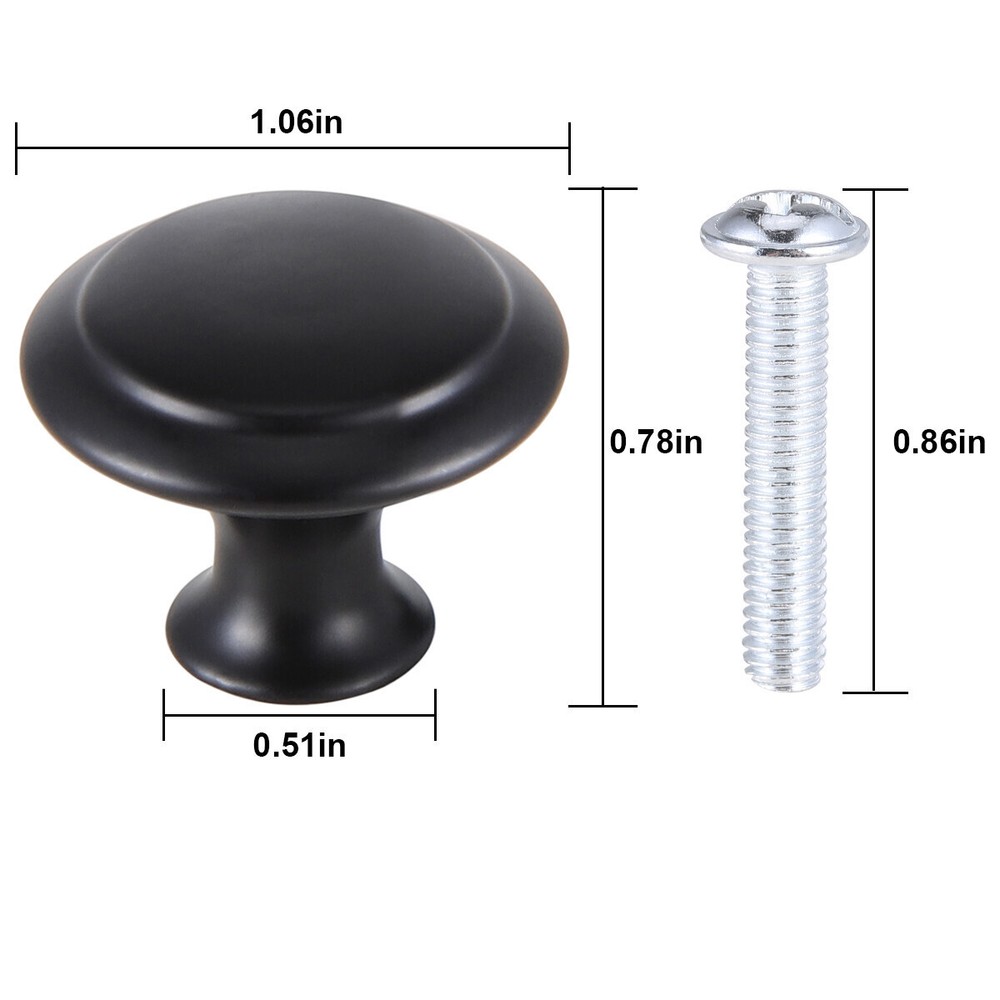 20 Pack Matte Black Kitchen Cabinet Knobs Round Drawer Pulls Stainless Steel