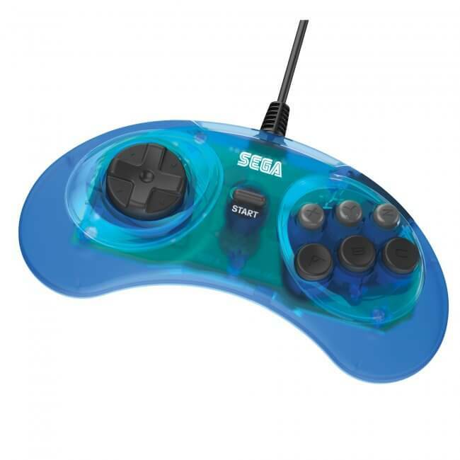Retro-Bit Official USB Controller 6-Button for Sega Genesis Mini, PC/Mac Blue