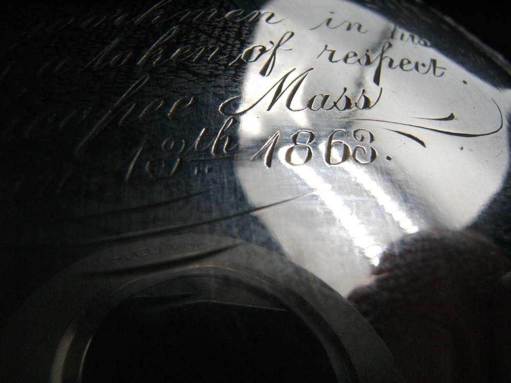 AMES MFG CO SILVER PRESENTATION WATER PITCHER 1863 SWORD MAKER