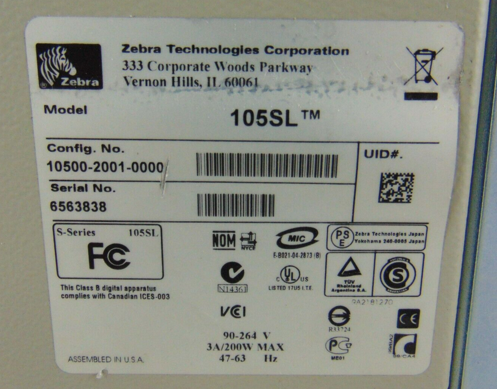 Zebra 105SL Zebra Thermal Printer *used working