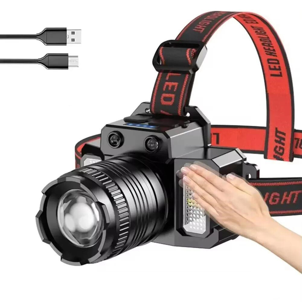 Super Bright LED Headlamp Flashlight USB Rechargeable Headlight Waterproof Lamp
