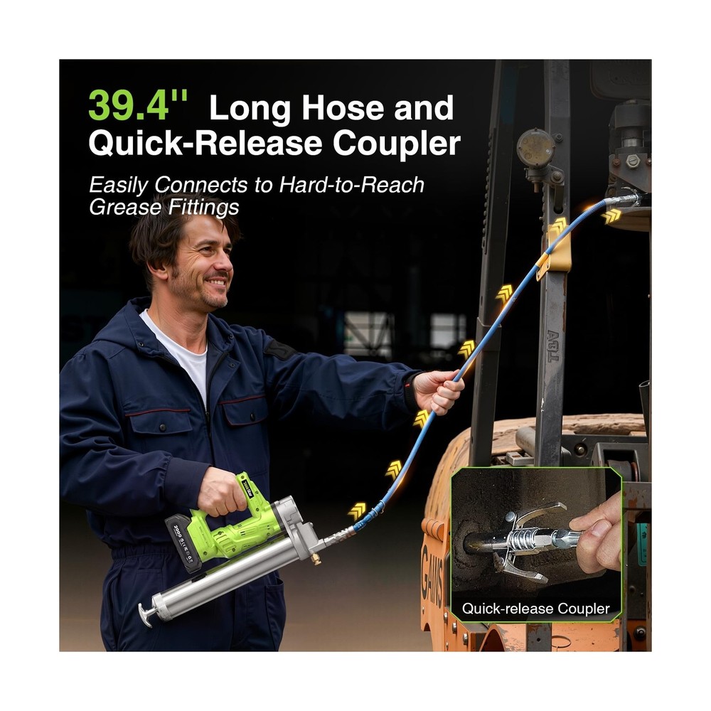 TaskStar Electric Grease Gun with Quick-Release Coupler, Battery Powered Grea...