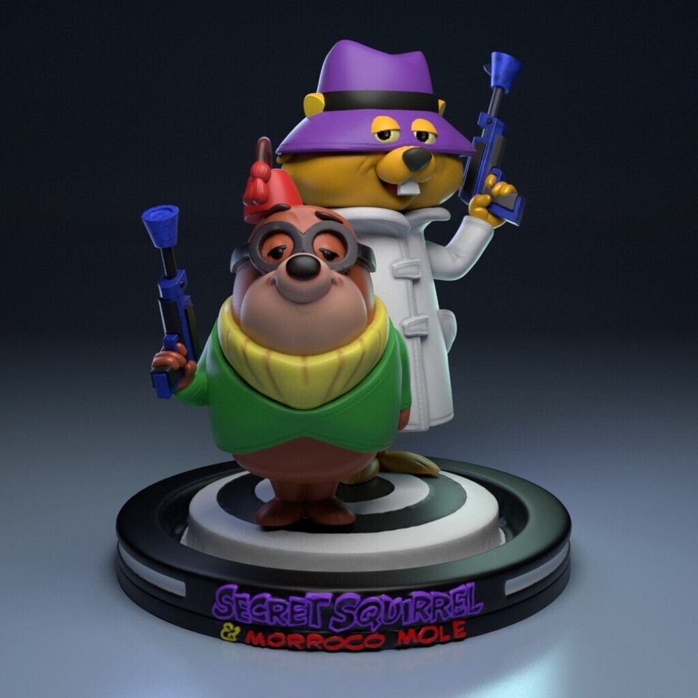 UNPAINTED Secret Squirrel and Morocco Mole 3d Printed Model Kit