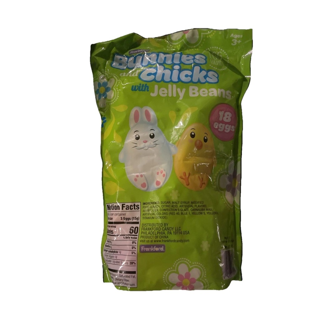 18 Count Prefilled Plastic Eggs with Candy Jelly Beans- Assorted Bunnies, Chi...