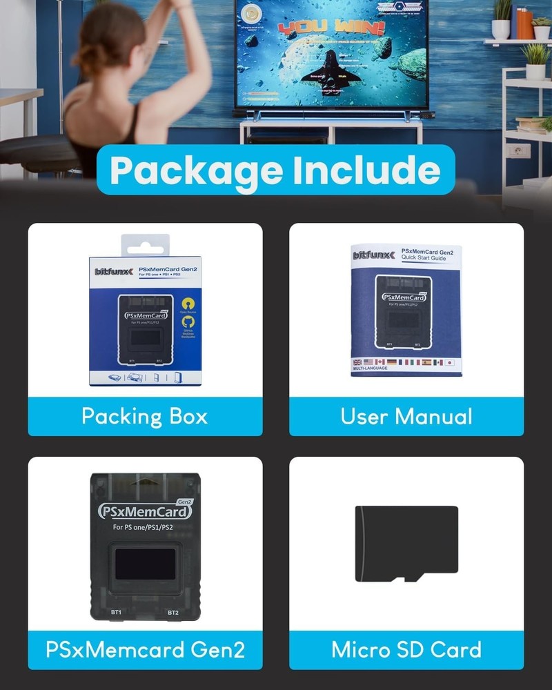 PSxMemCard 8GB MicroSD for PS2/PS1/PS One Console-==