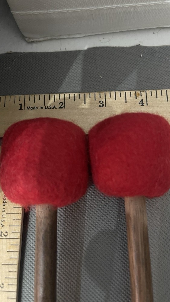 Pair PREMIUM Red Mallets LARGE Gong Rollers Singing Bowl PRO Multi Cymbal Drum