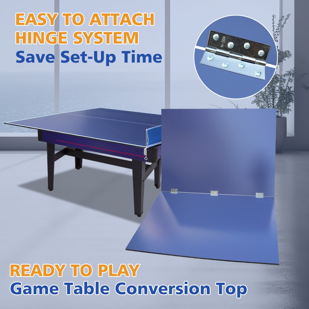 Folding Blue Portable Ping Pong Table Top with Net Posts Indoor