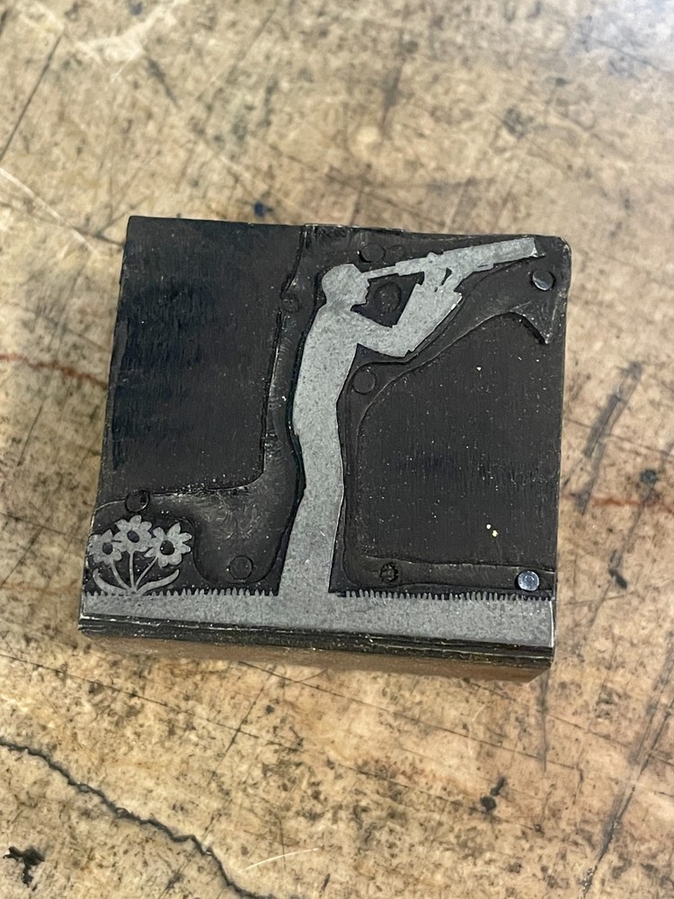 Printing Letterpress Printers Block Man With A Telescope Astronomy (808)
