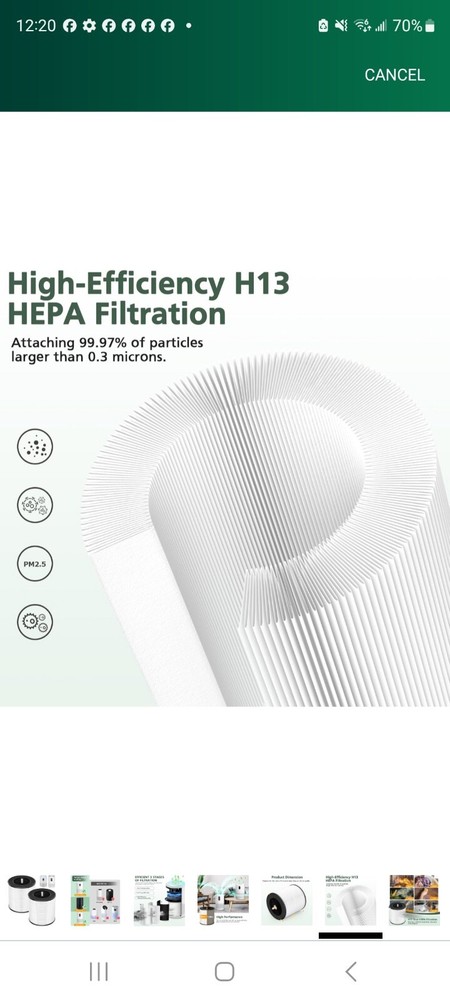 B-D02L Air Purifier Replacement Filter, Compatible with MOOKA and KOIOS...