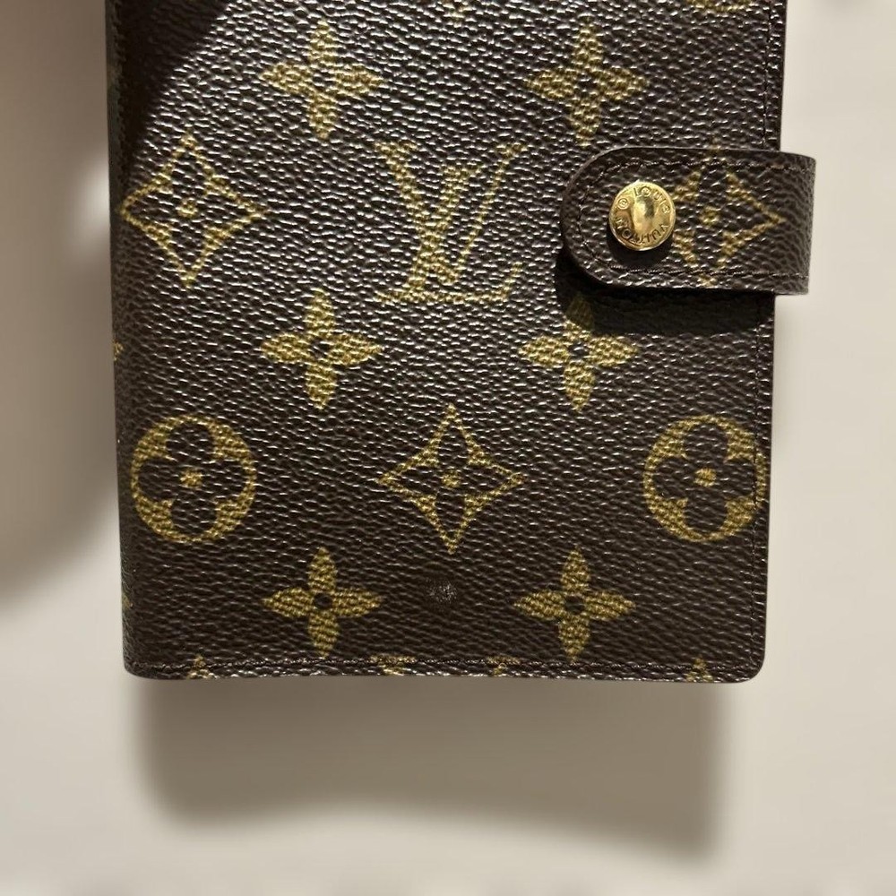Louis Vuitton Monogram 6 Ring Notebook Cover Brown Leather Authentic
