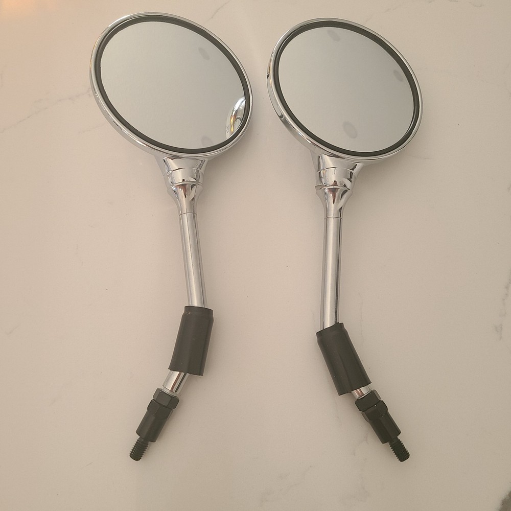 Pair Chrome Round Rear View Side Mirrors For Mobility Scooters