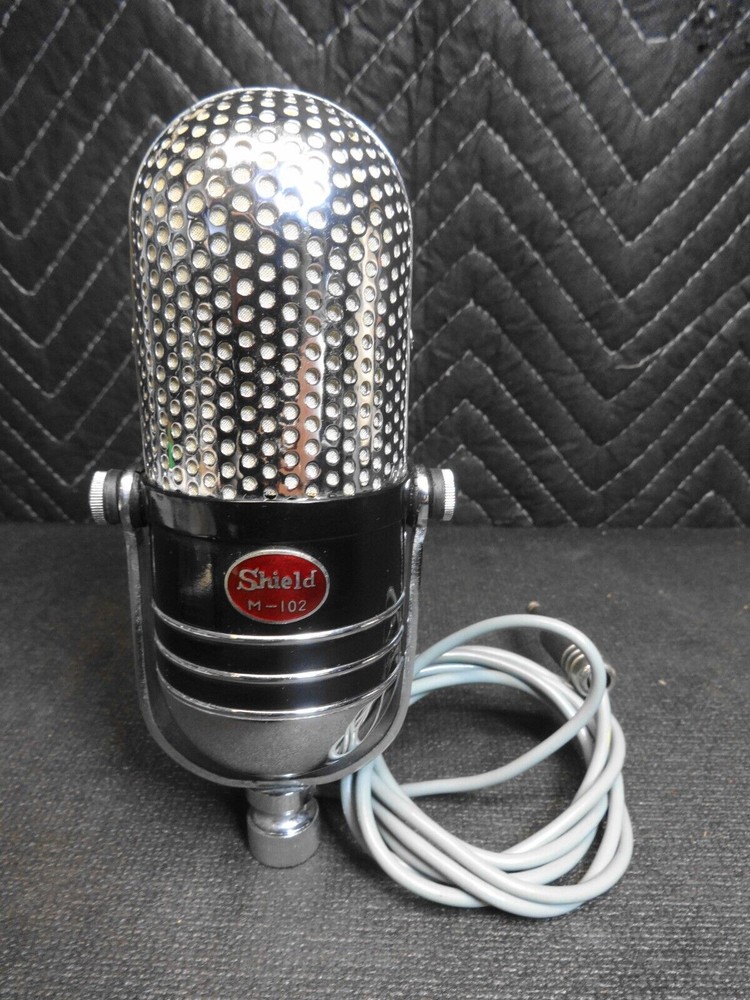 VINTAGE SHIELD M-102 PILL SHAPE CHROME MICROPHONE