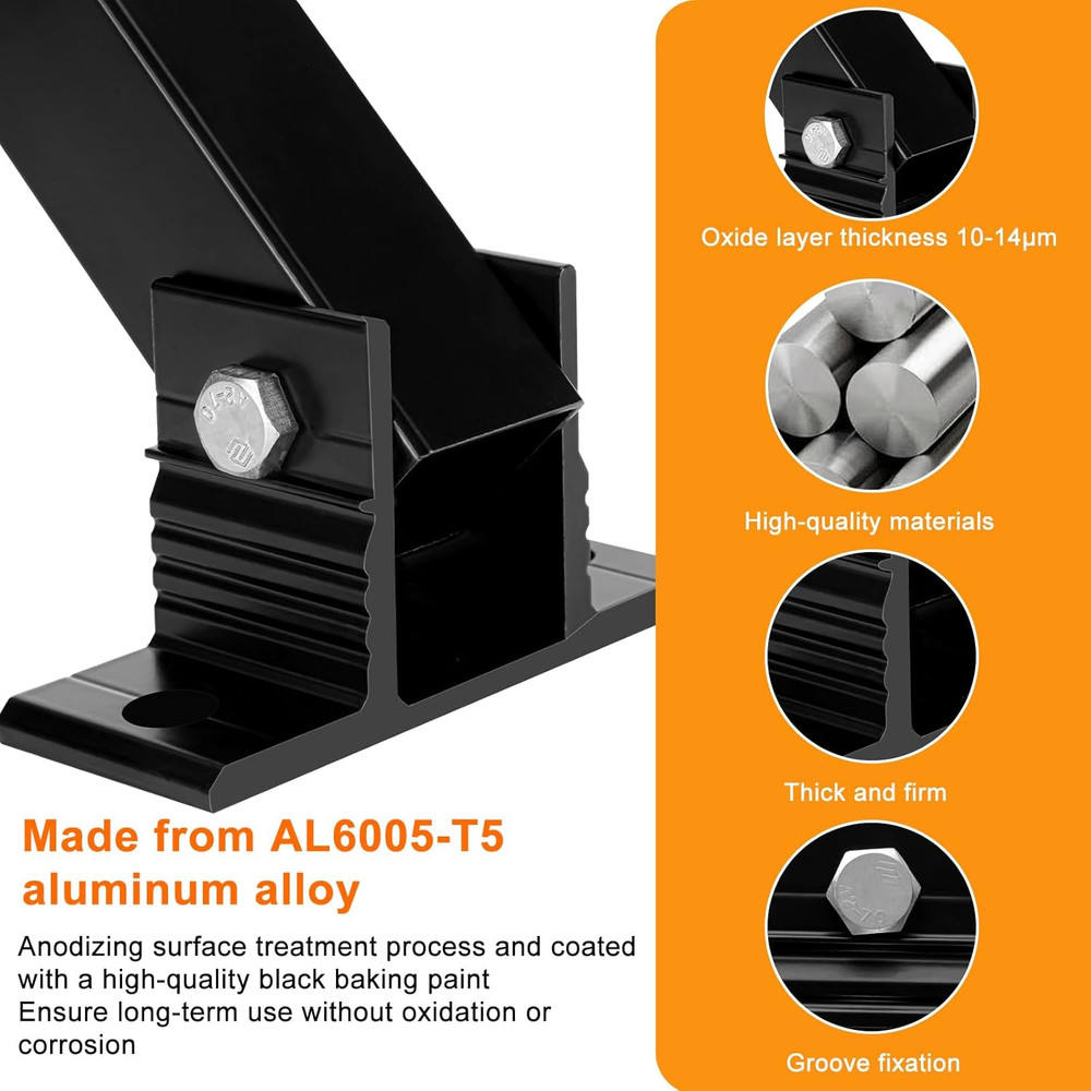 Solar Panel Mount, Aluminum Alloy Adjustable Solar Panel Tilt Mount Brackets, Bl