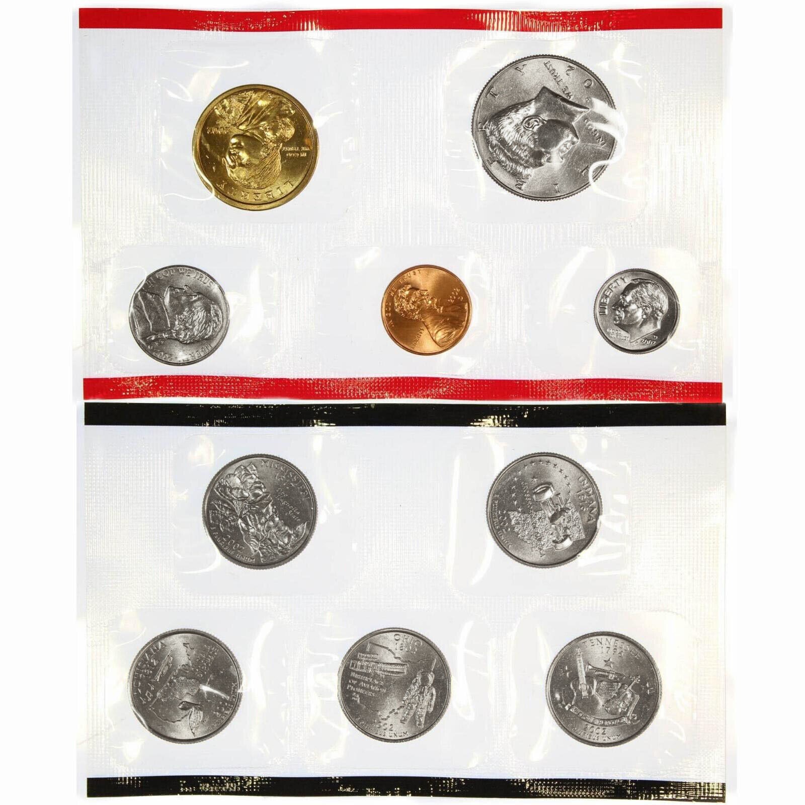 2002 P&D Mint Set Brilliant Uncirculated US with Envelopes & COAs (20 Coin Set)