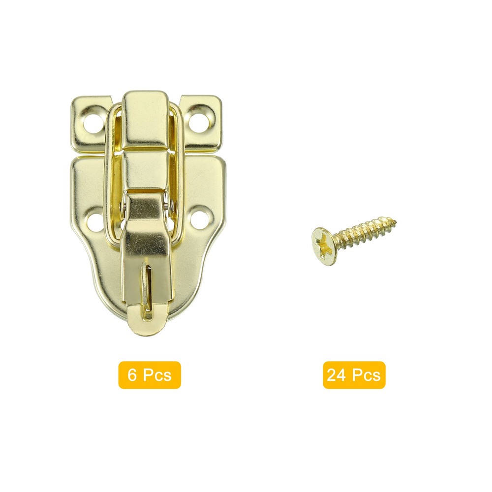 6Pcs Duck-Billed Toggle Hasp Latch with Padlock Hole Box Toggle Latch Gold