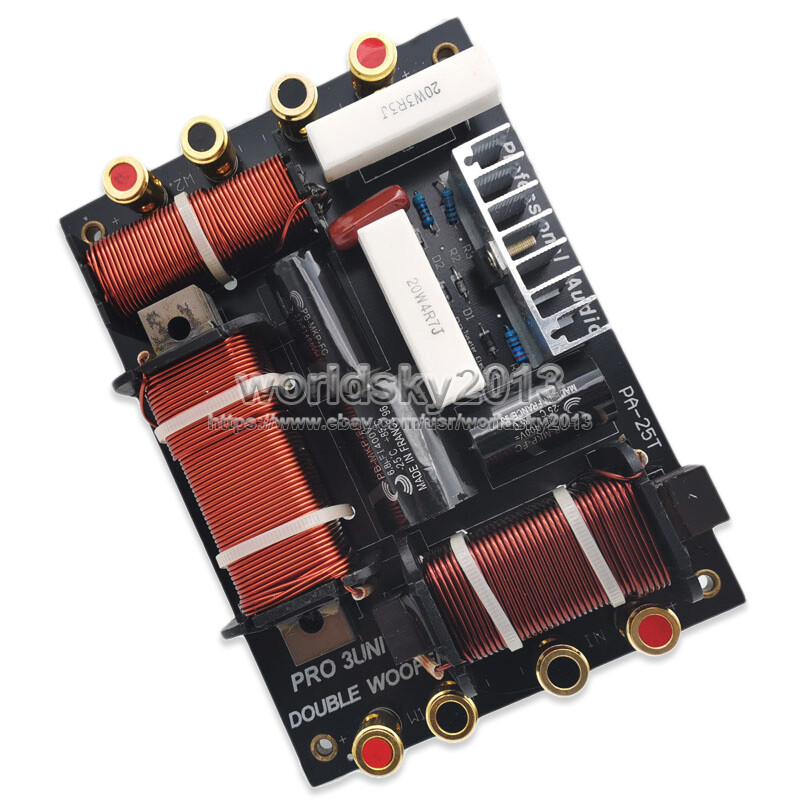 1pcs Double Woofer 800W 2 Way 3 Unit Speaker Frequency Divider Crossover Filters