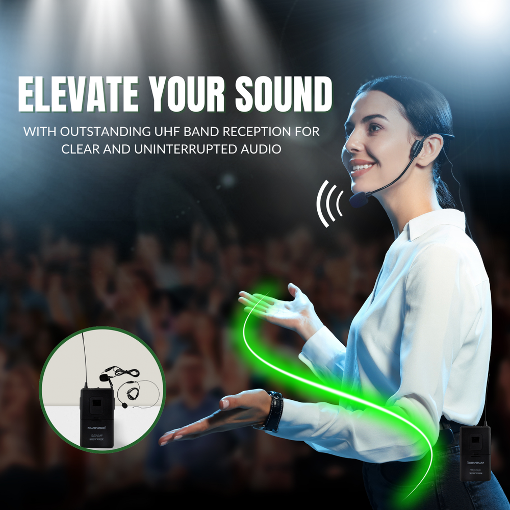 2 Channel Dual UHF Wireless Microphone System With Handheld & Lapel / Headset