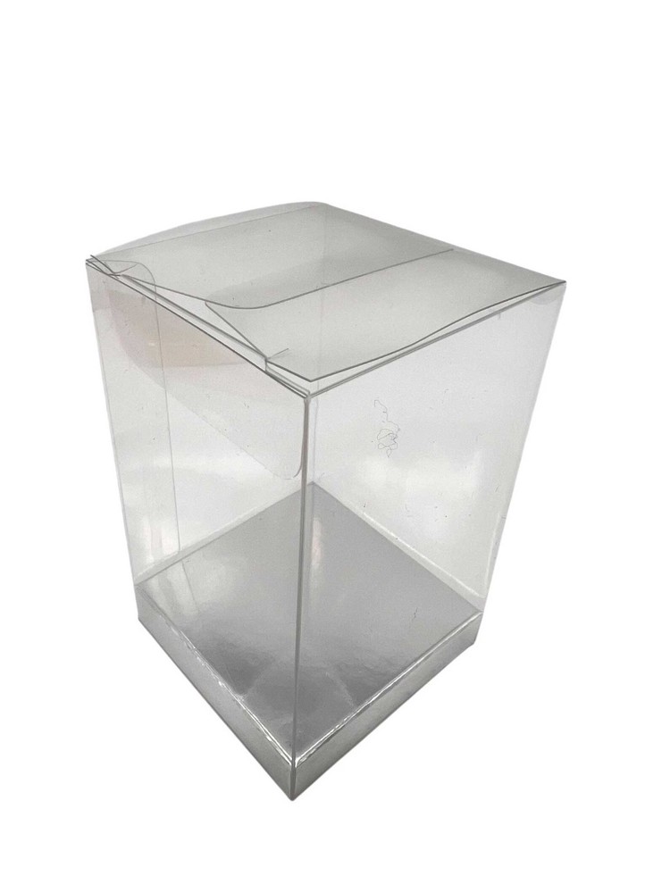 Clear Gift Box –Display Packaging,12 Pack-Pop&Lock 2 x 2 x 5 1/2" -Silver Base