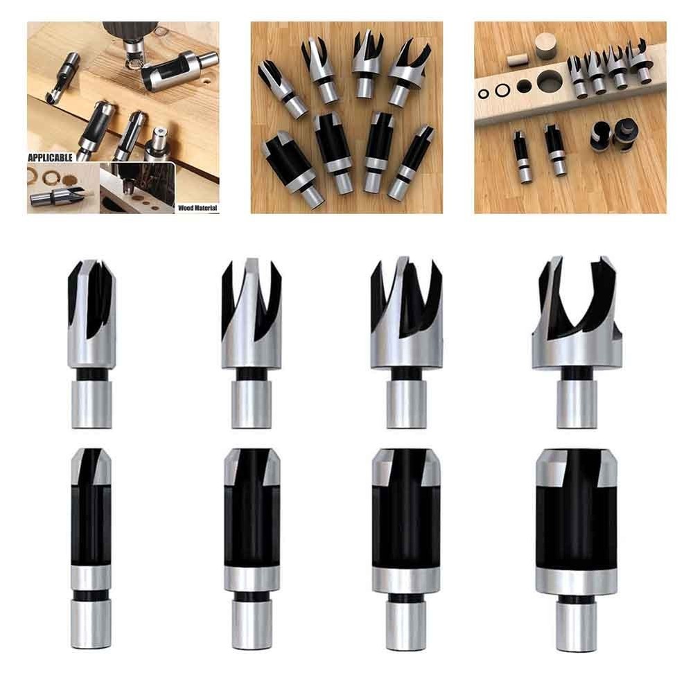 Four Flute Design Dowel Drill Bits Set High Efficiency Woodworking Tool 8Pcs