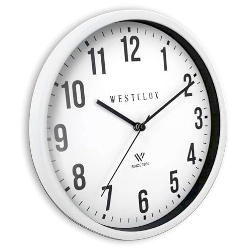 Classic Wall Clock, 9 Inch White Frame Analog Clock with Easy to Read Dial