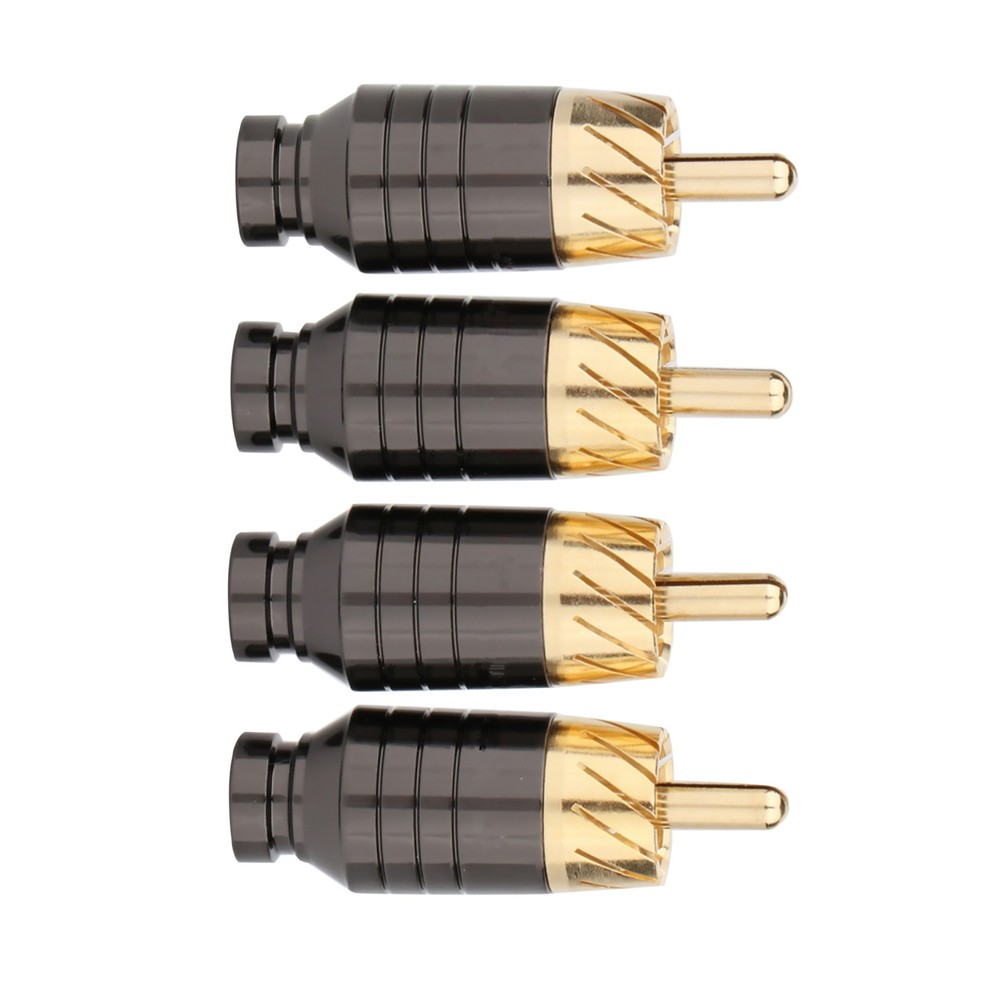 4pcs Copper RCA Plug Gold Plated Audio Video Adapter Connector C