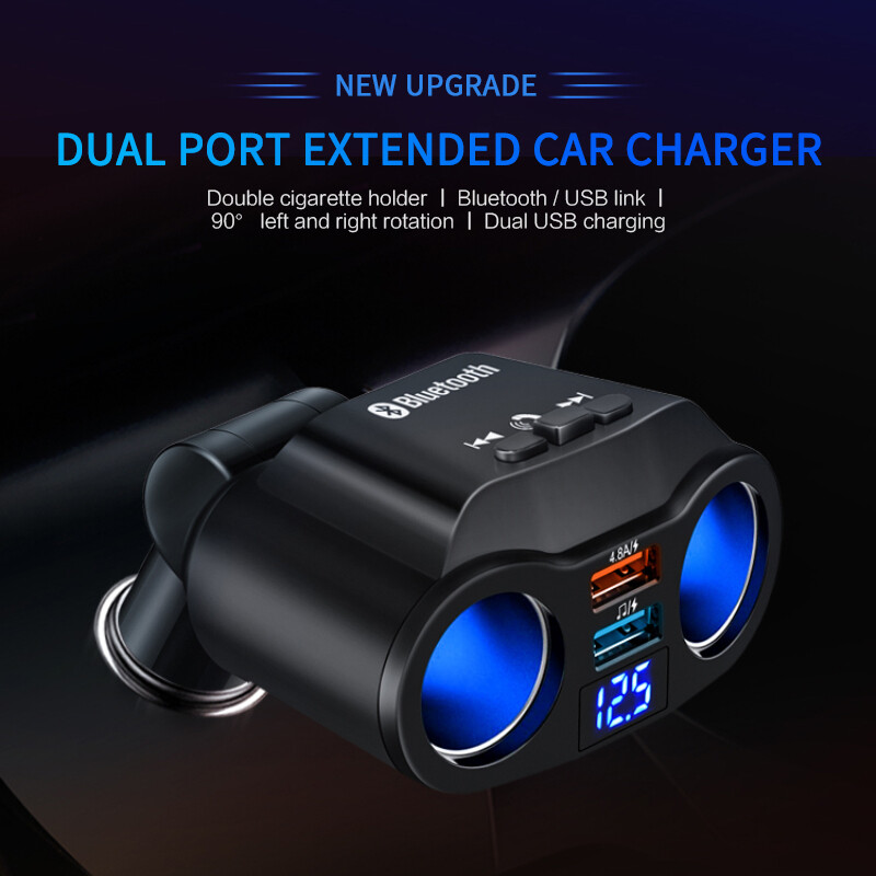 2 Way Car Cigarette Lighter Socket Splitter Dual USB Charger Adapter Hands-Free