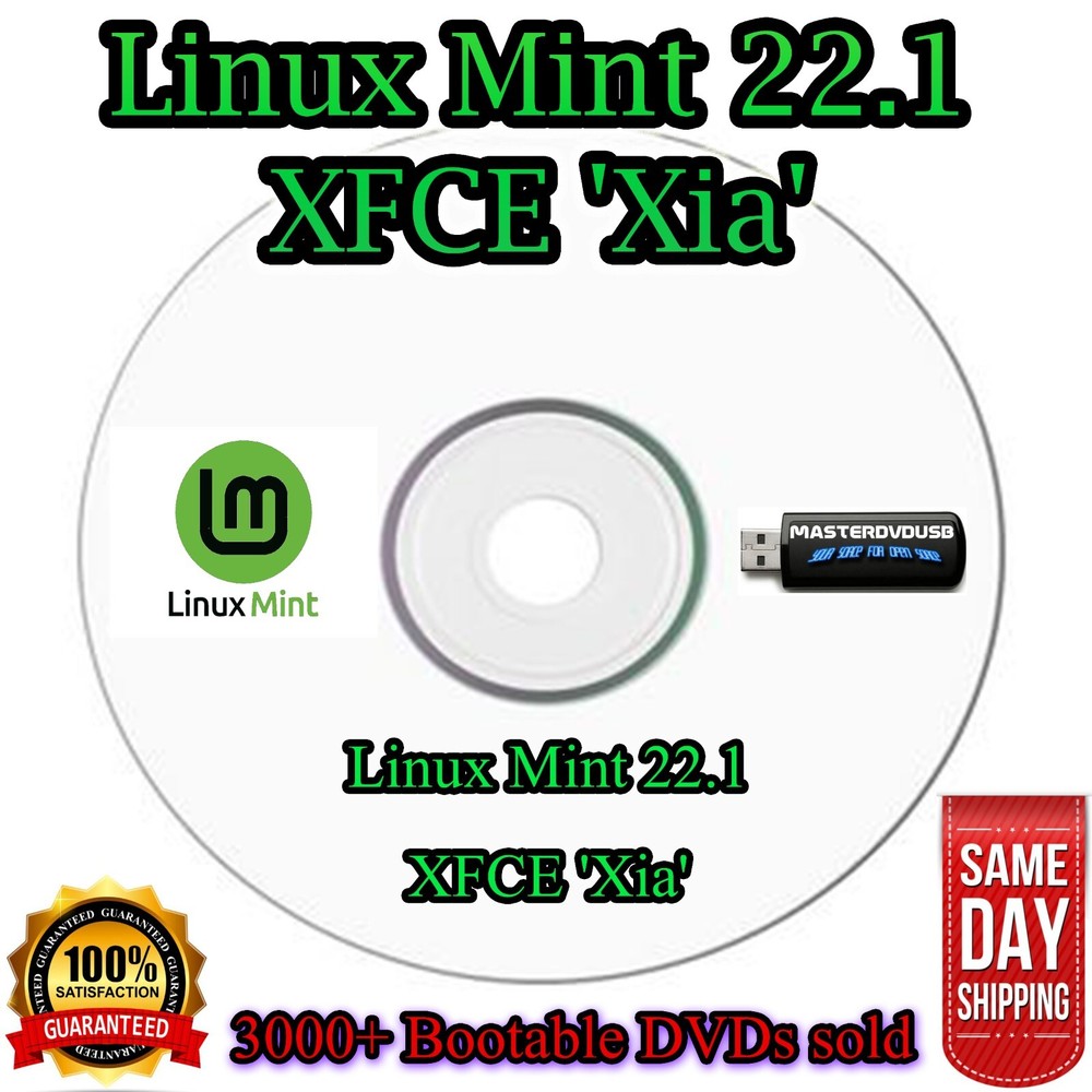 Linux Mint 22.1 XFCE 'Xia' Bootable DVD – Laser Printed Label, Sameday Shipping