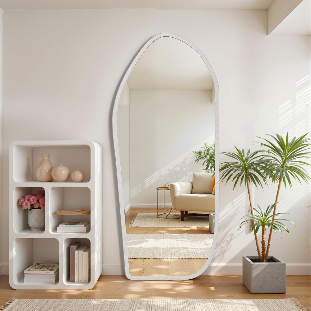 Full Length Mirror, Oversized Floor Mirror with Solid Wood Frame, Large Stand...
