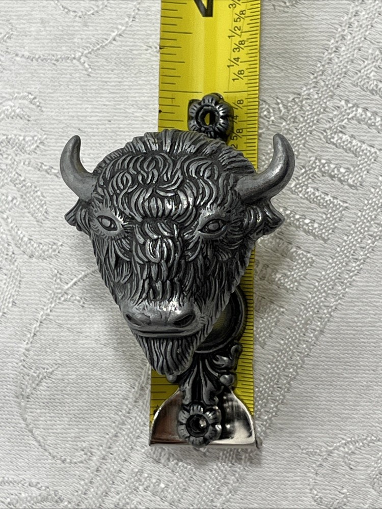 2 Buffalo Bison Wall Hook Keys Coats Single Hook Drawer Pull Pewter Ranch Spain