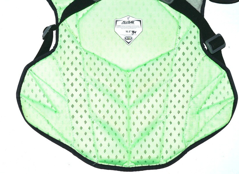 ADAM ZEBROWSKI 2025 COLUMBUS CLINGSTONES GAME WORN ALL-STAR MVP CHEST PROTECTOR