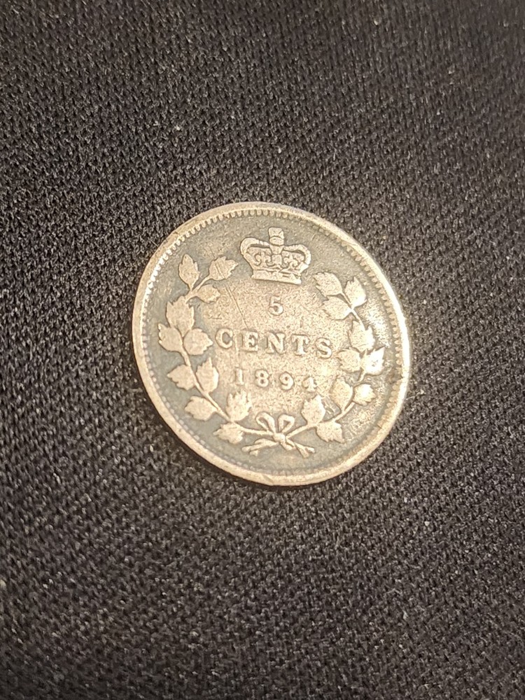 1894 Canada 5 Cents Silver Coin
