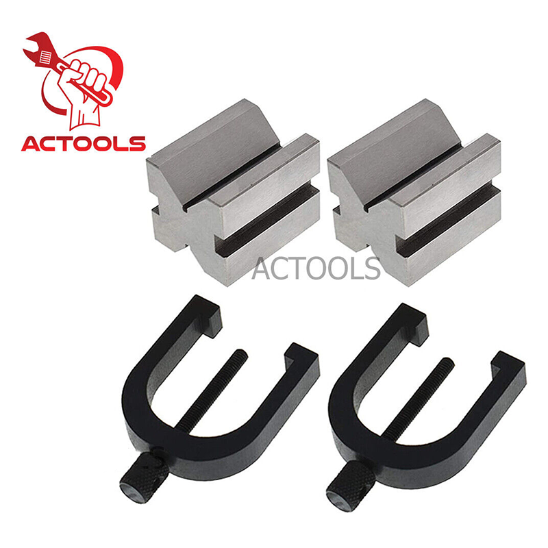Precision Engineers All Steel Vee Blocks Clamp Set V Block Matched Pair ACTOOLS