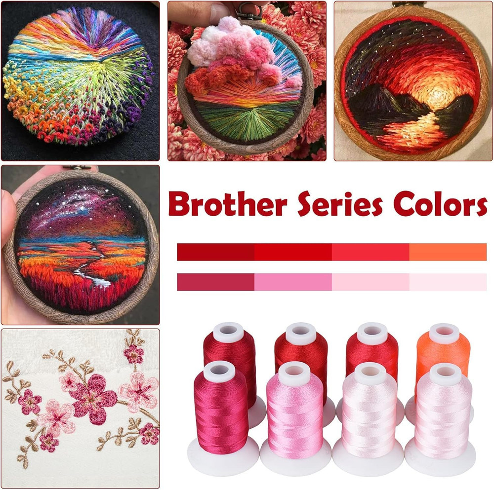 15 Spools Pink Series Polyester Embroidery Thread Set, Each Spool Sewing Thread