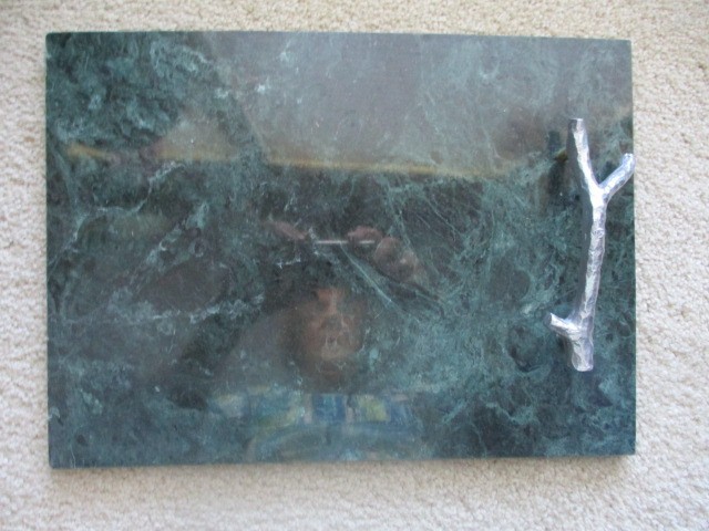 Vintage Cheese Appetizer Serving Board Tray Green Granite