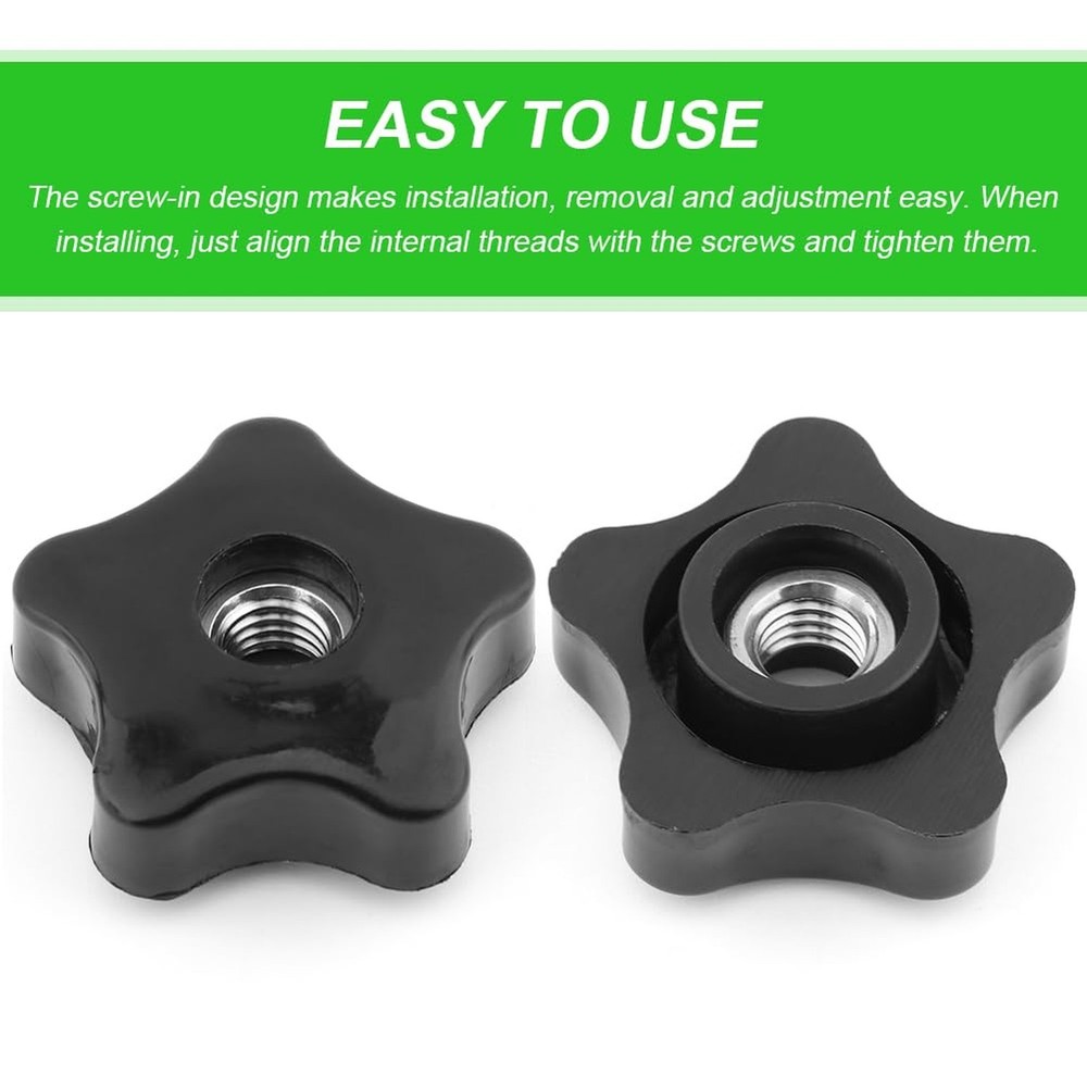 4PCS T-Track Knobs, 3/8 Inch 16 Through-Hole knobs, Five-Star Thru Threaded K...