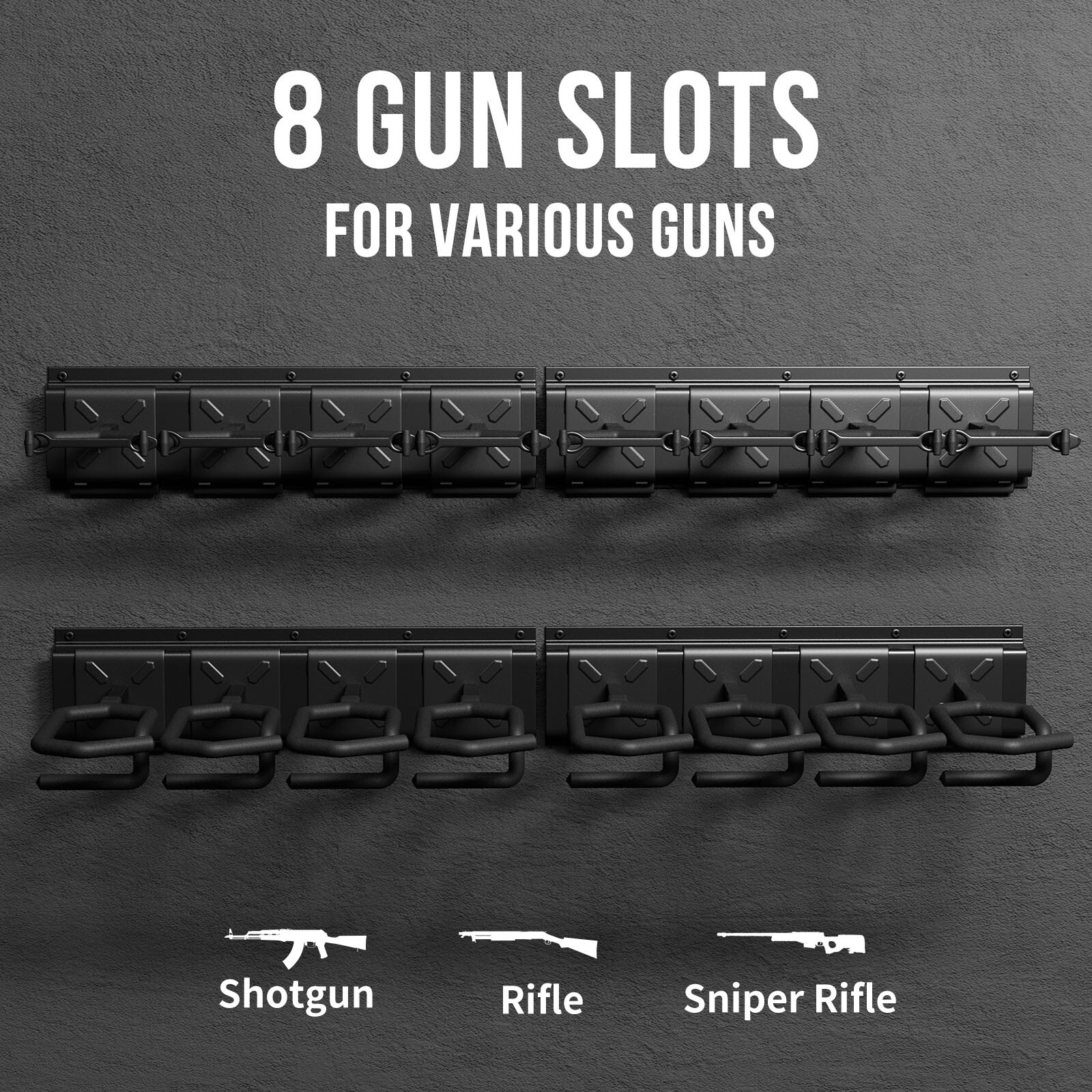3/4/6/8/12 Slot Gun Rack Wall Mount Shotgun Rack Adjustable Rifle Storage Holder